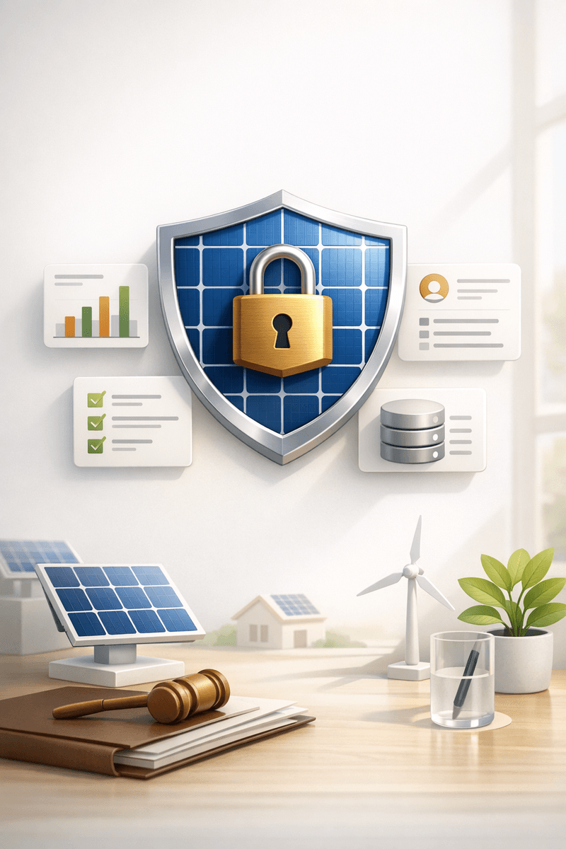 Privacy illustration with secure solar data theme